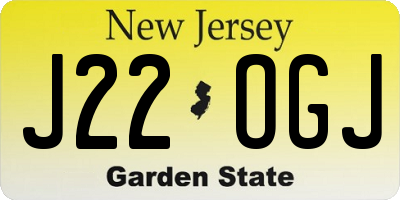 NJ license plate J22OGJ