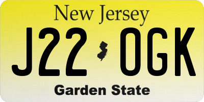 NJ license plate J22OGK