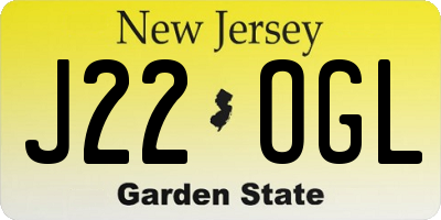 NJ license plate J22OGL