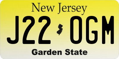 NJ license plate J22OGM