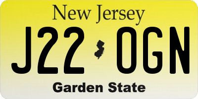 NJ license plate J22OGN