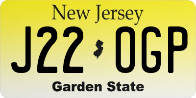 NJ license plate J22OGP