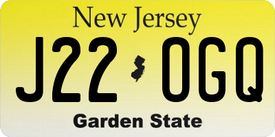NJ license plate J22OGQ
