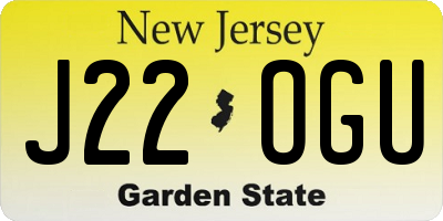 NJ license plate J22OGU