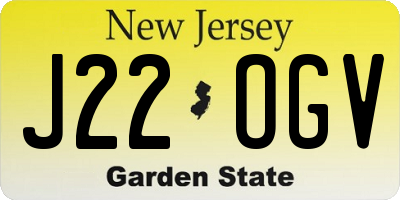 NJ license plate J22OGV