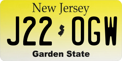 NJ license plate J22OGW