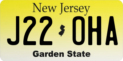 NJ license plate J22OHA