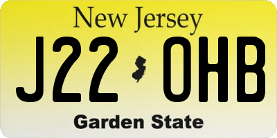 NJ license plate J22OHB