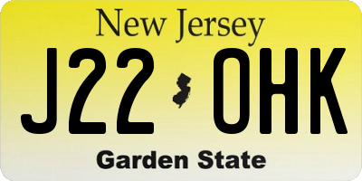 NJ license plate J22OHK