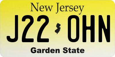 NJ license plate J22OHN