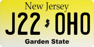 NJ license plate J22OHO