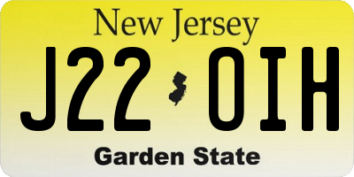 NJ license plate J22OIH