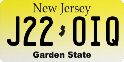 NJ license plate J22OIQ