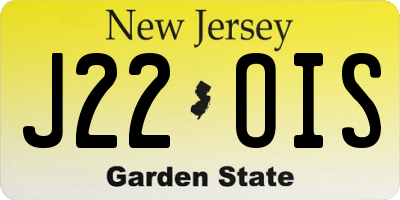 NJ license plate J22OIS