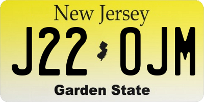 NJ license plate J22OJM