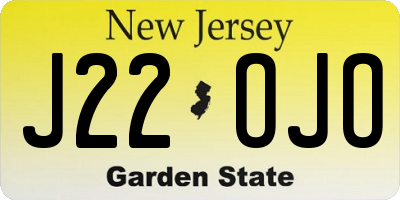 NJ license plate J22OJO