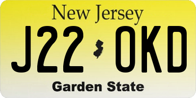 NJ license plate J22OKD