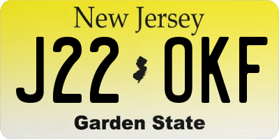 NJ license plate J22OKF