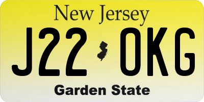 NJ license plate J22OKG