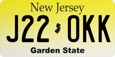 NJ license plate J22OKK