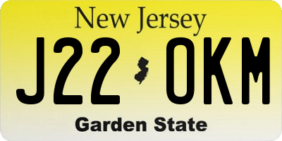 NJ license plate J22OKM