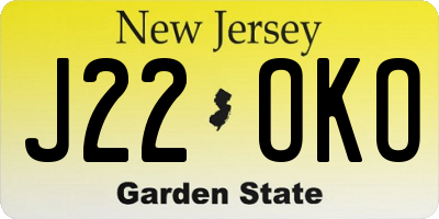 NJ license plate J22OKO