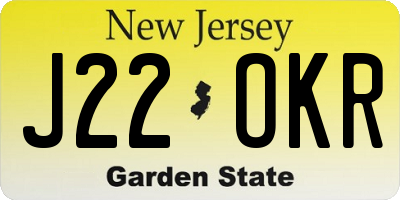 NJ license plate J22OKR