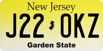 NJ license plate J22OKZ