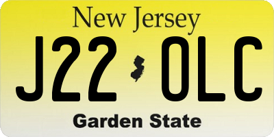 NJ license plate J22OLC
