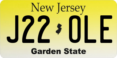 NJ license plate J22OLE