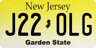 NJ license plate J22OLG