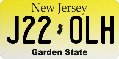 NJ license plate J22OLH