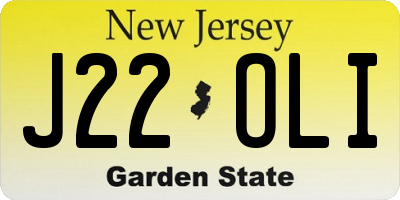 NJ license plate J22OLI