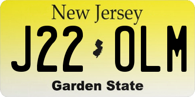 NJ license plate J22OLM