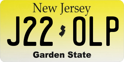 NJ license plate J22OLP