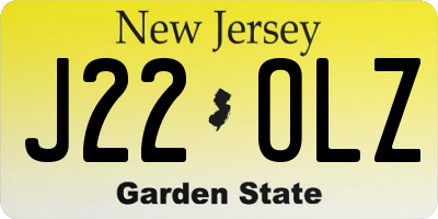 NJ license plate J22OLZ