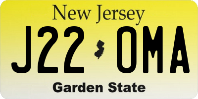 NJ license plate J22OMA