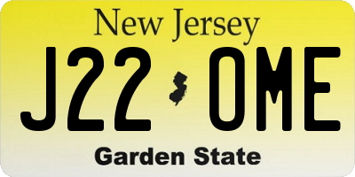 NJ license plate J22OME