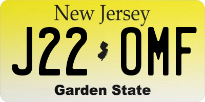 NJ license plate J22OMF