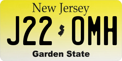 NJ license plate J22OMH