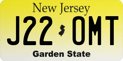 NJ license plate J22OMT