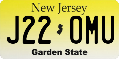 NJ license plate J22OMU