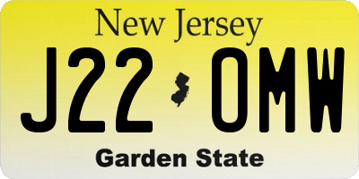 NJ license plate J22OMW
