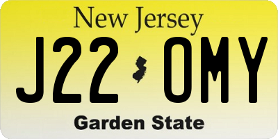NJ license plate J22OMY