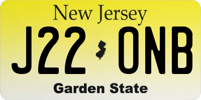 NJ license plate J22ONB