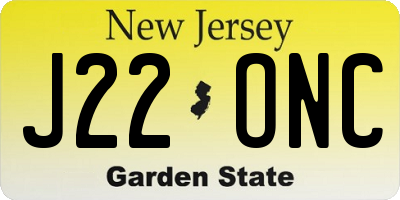 NJ license plate J22ONC
