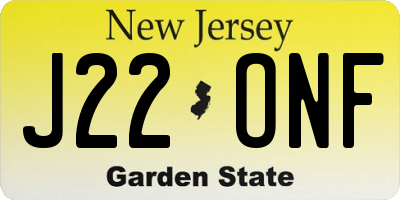 NJ license plate J22ONF