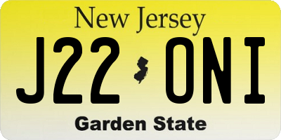 NJ license plate J22ONI