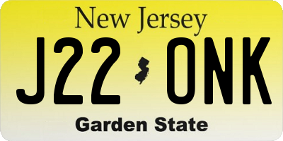 NJ license plate J22ONK