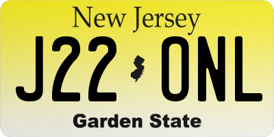 NJ license plate J22ONL
